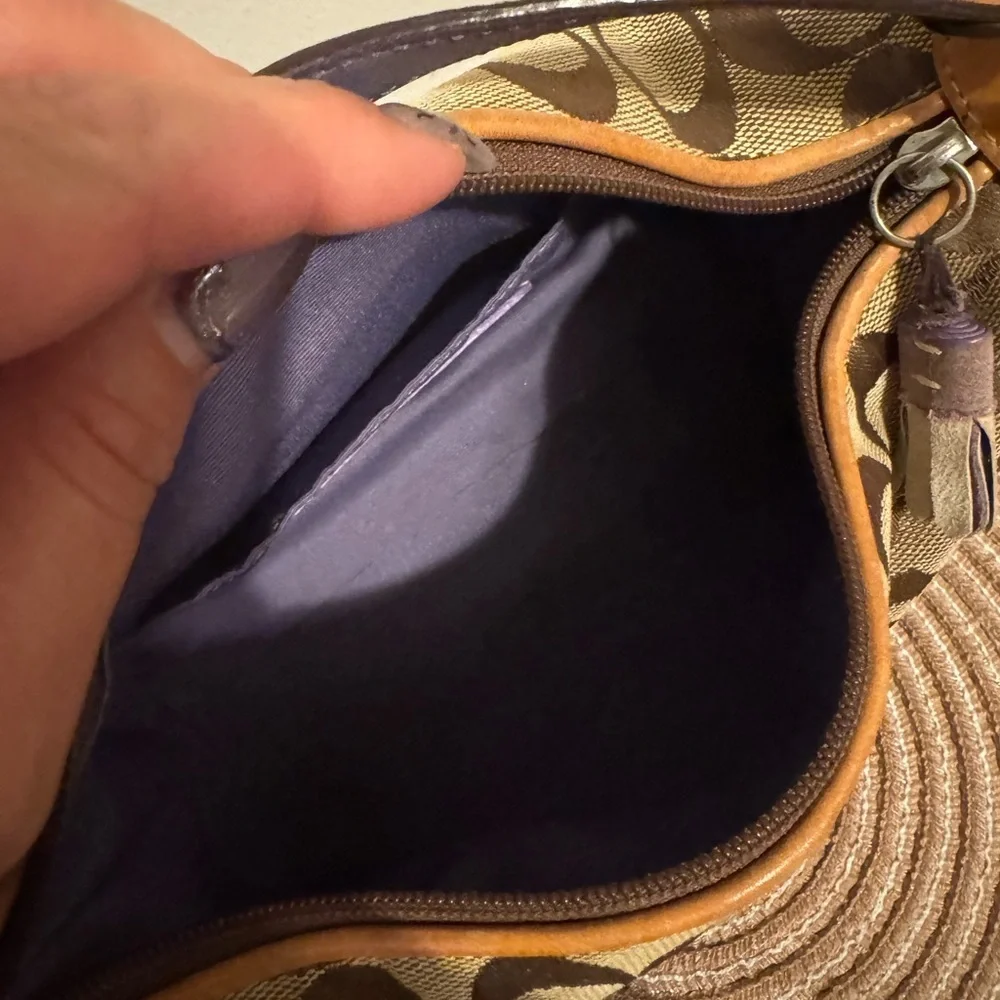 Vintage Y2K Coach Signature logo Mini Purple Suede Baguette shoulder bag
